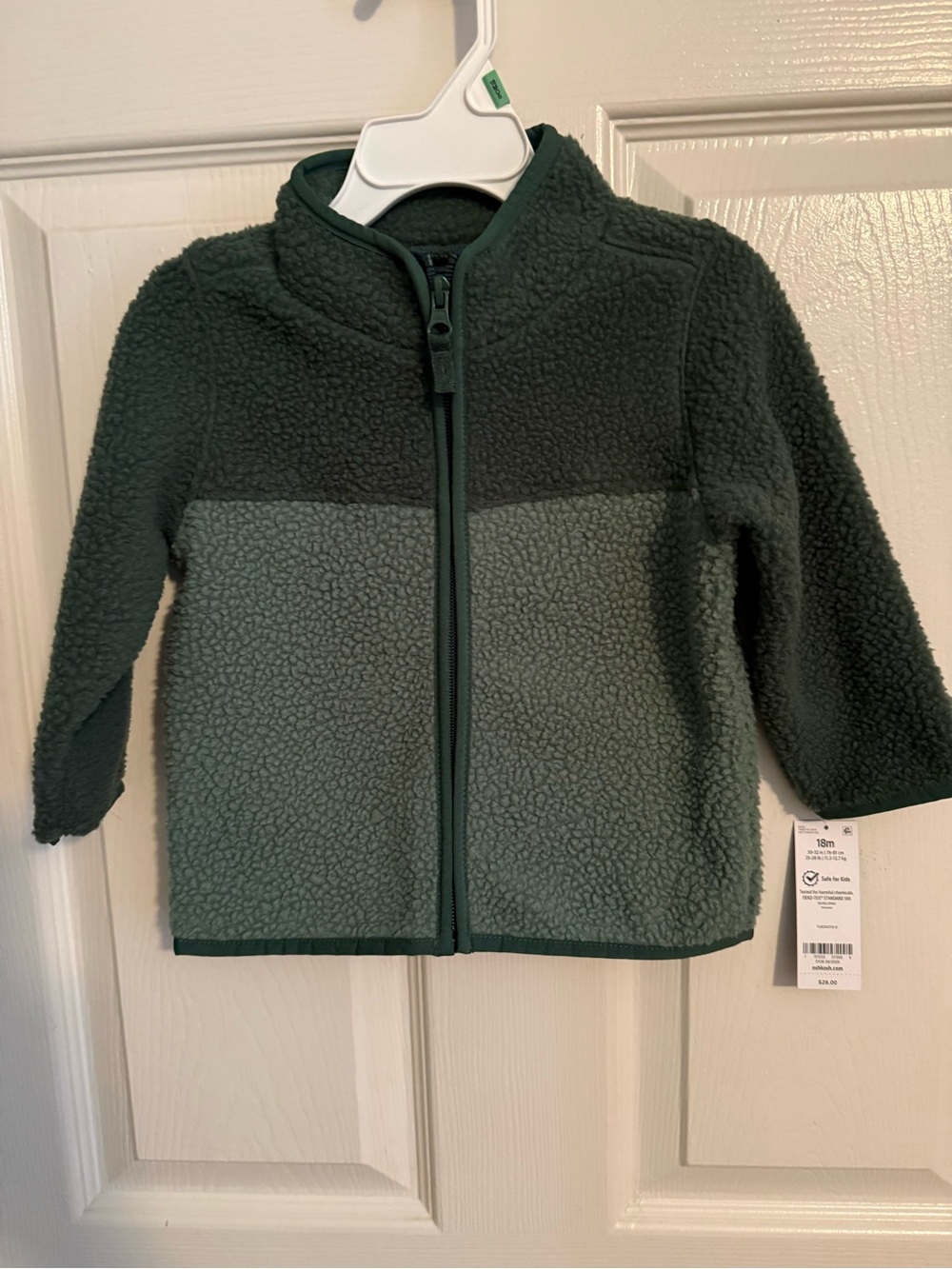 OshKosh B'gosh Two-Tone Green Sherpa Zip Jacket